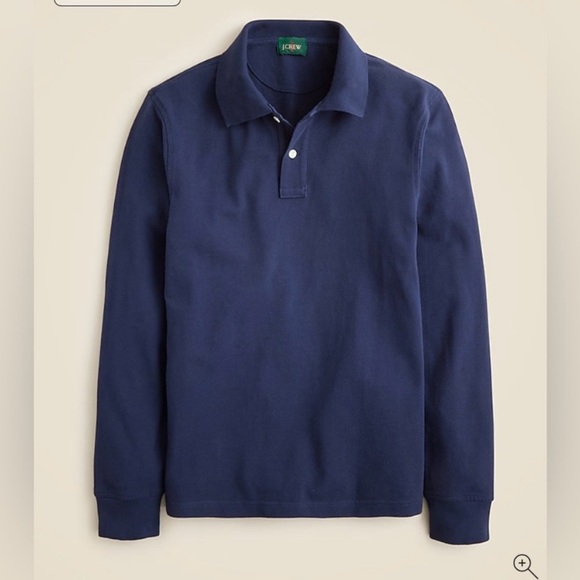J.Crew Slim Long-Sleeve Classic Piqué Polo Shirt - Picture 1 of 16